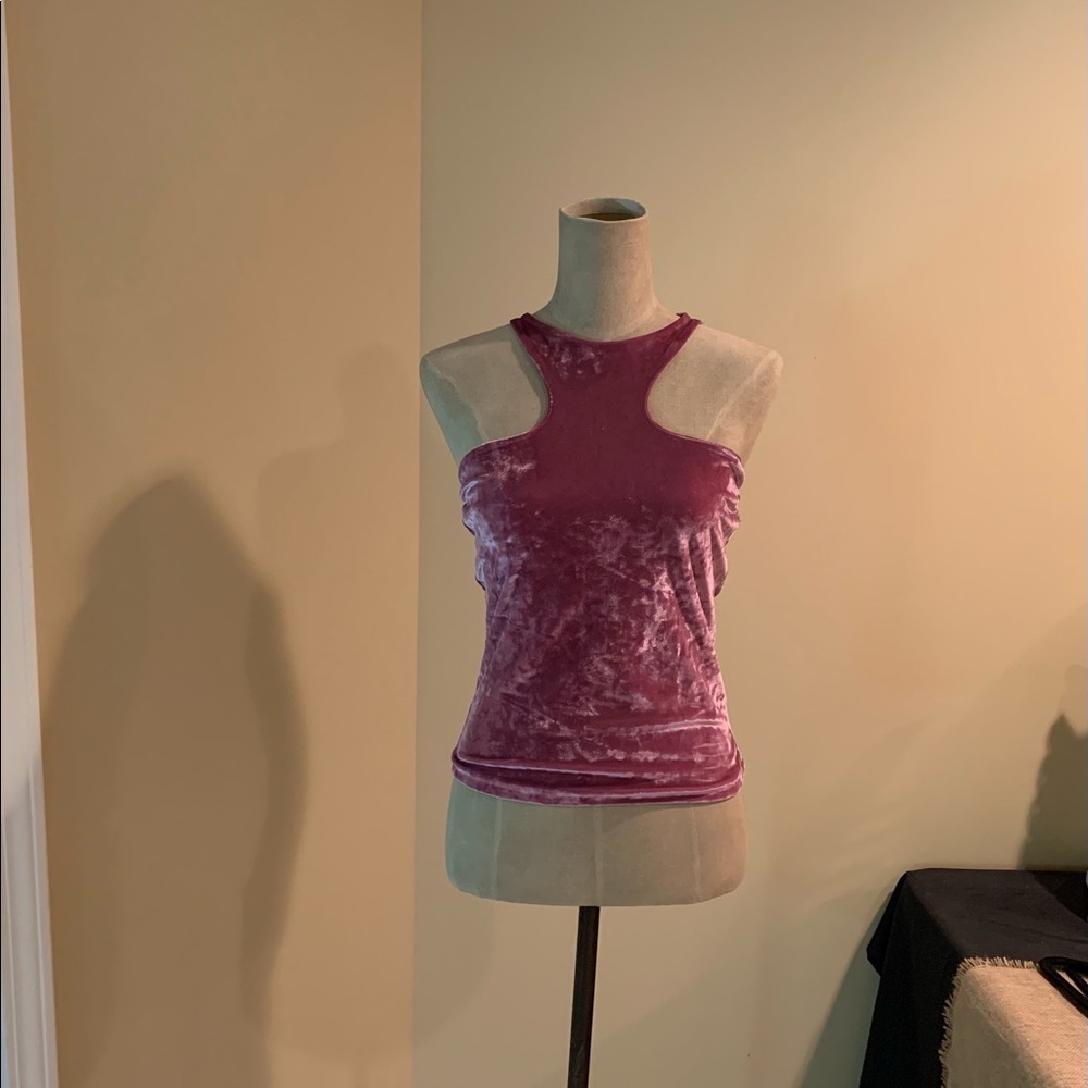 Free People Velvet Racerback Tank Top in Dusty Rose